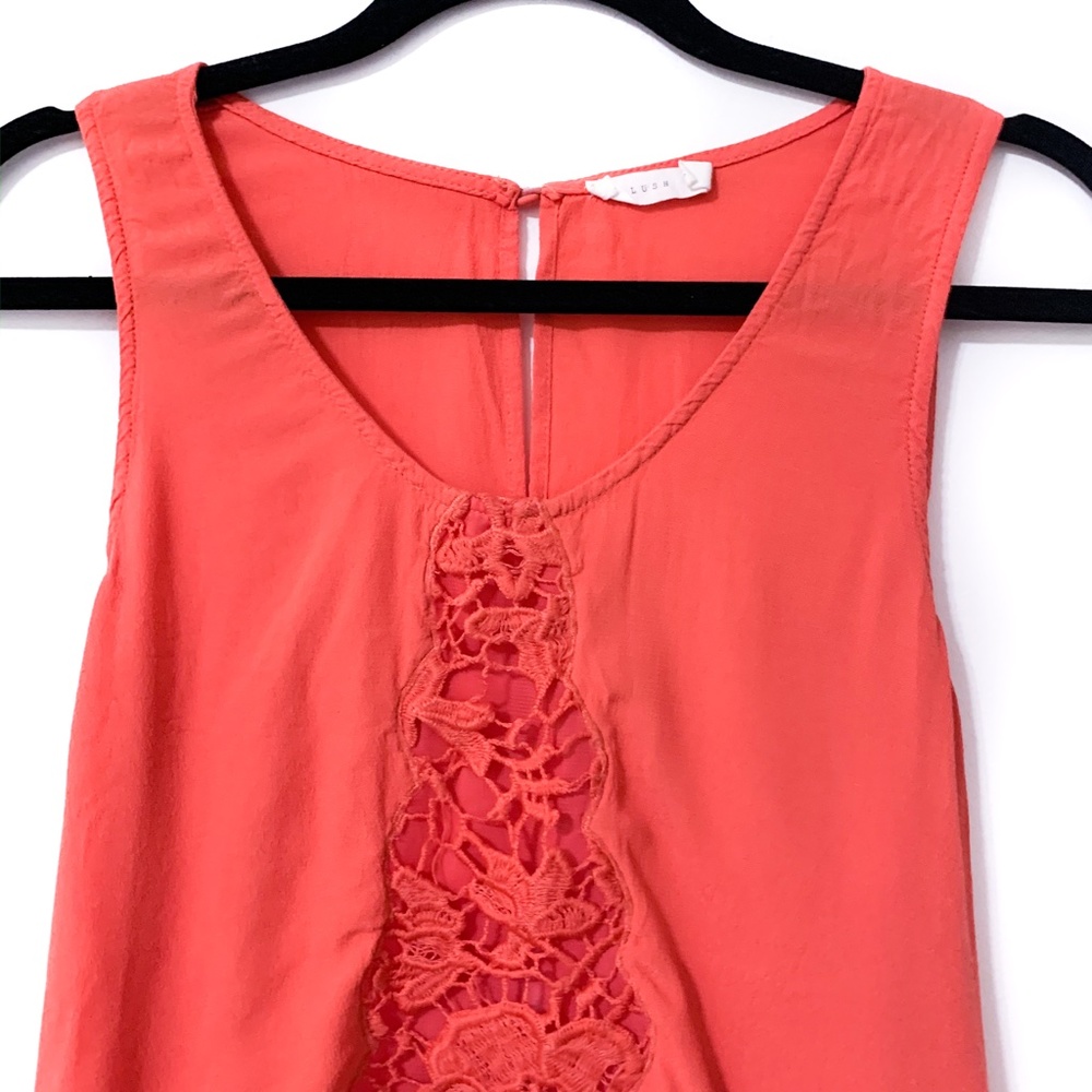 Lush Crochet Front Split-Back Coral Tank - Picture 5 of 5